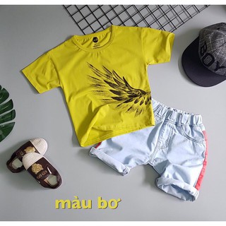 Sét áo thun lông vũ phối quần jean