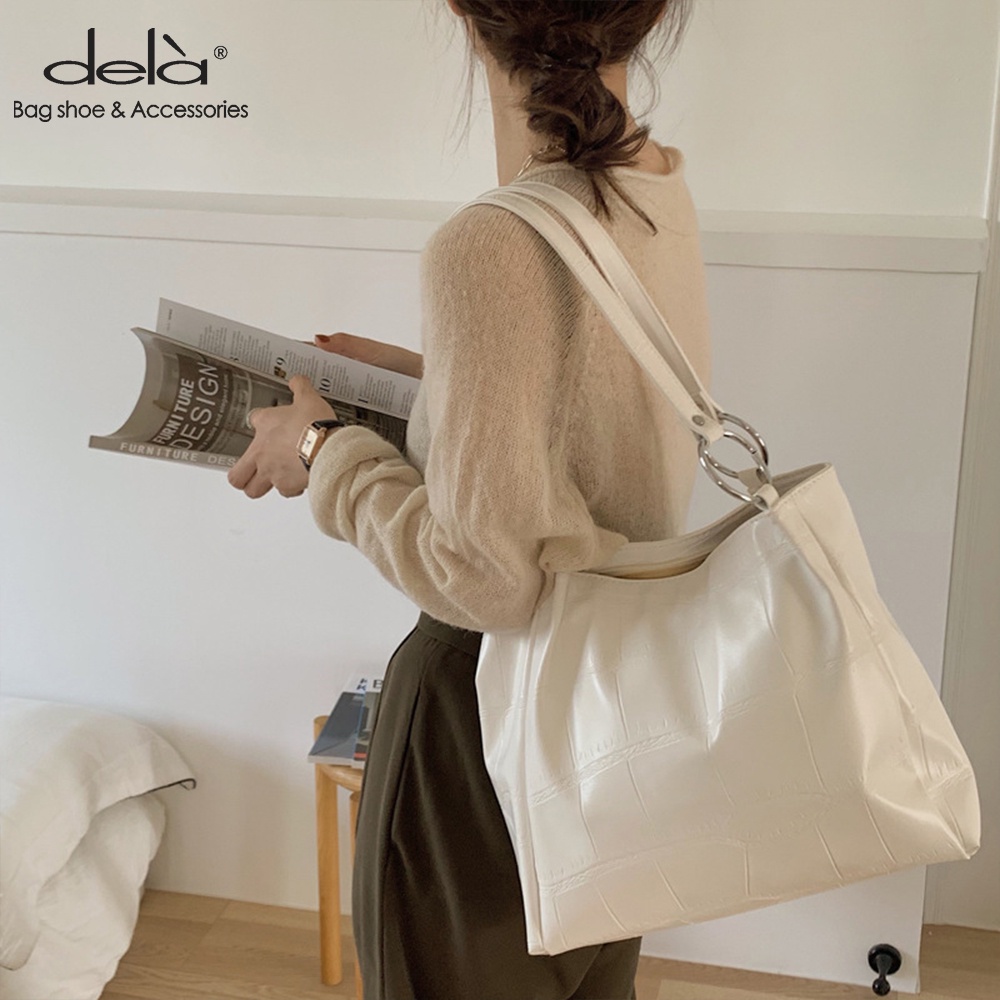 Dela Túi Xách Một Bên Vai Mềm Mại Sức Chứa Lớn Thời Trang Hàn Quốc Dành Cho Bạn Nữ