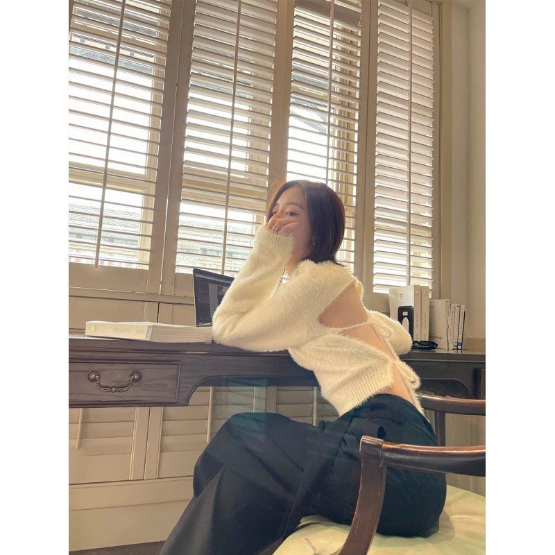 ❦✠✒Áo Sweater Nữ Tay Dài Hở Vai Thời Trang Thu Đông Mới 2021