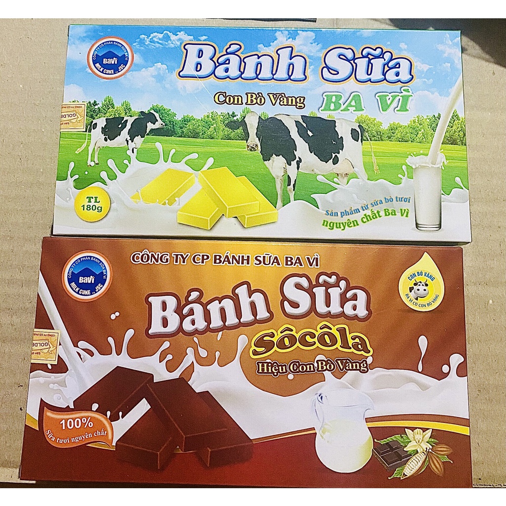 Bánh sữa Ba vì nguyên chất vị sữa và socola, hộp 180g đặc sản Ba Vì