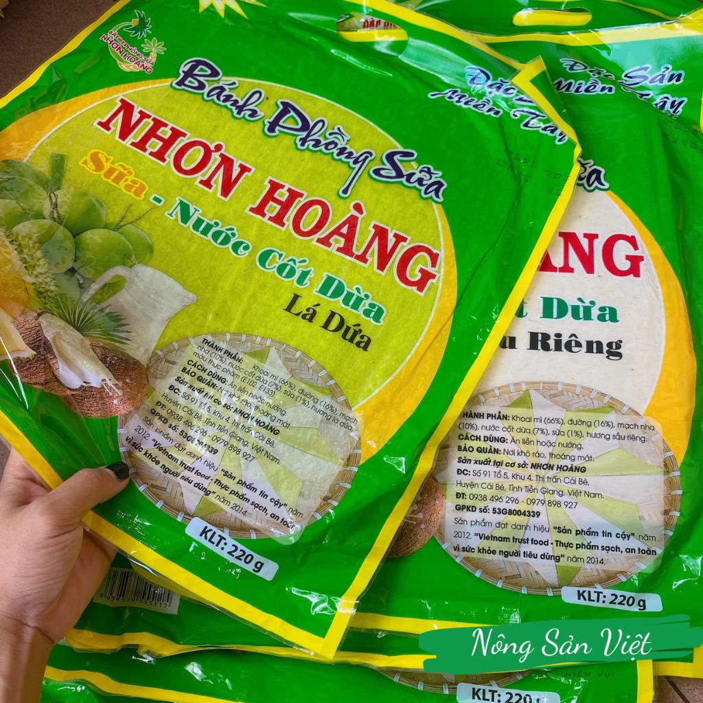 Bánh phồng sữa nước cốt dừa Nhơn Hoàng  bánh tráng sữa dừa lá dứa sầu riêng - 14021191