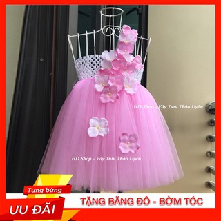 Đầm công chúa ❤️freeship❤️ đầm công chúa hồng phấn tú cầu cho bé 0-7 tuổi