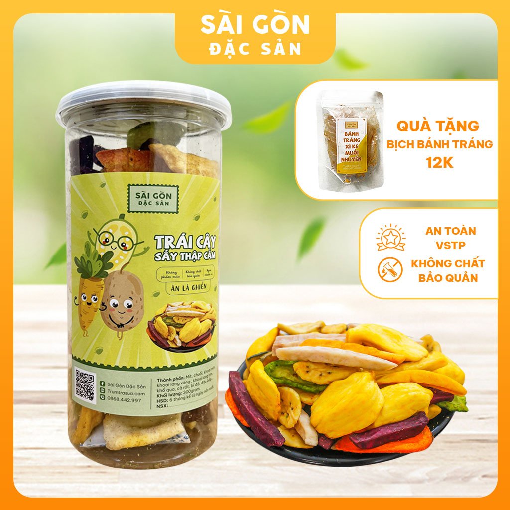 Trái cây sấy Đà Lạt thập cẩm Loại Đặc Biệt siêu ngon 300g Đồ Ăn Vặt Sài Gòn Đặc Sản