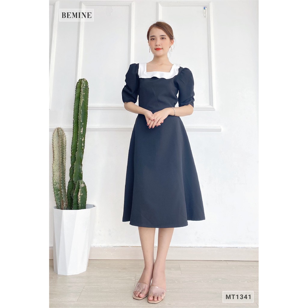 Đầm xòe cổ phối dây eo BEMINE MT1341DEN | BigBuy360 - bigbuy360.vn
