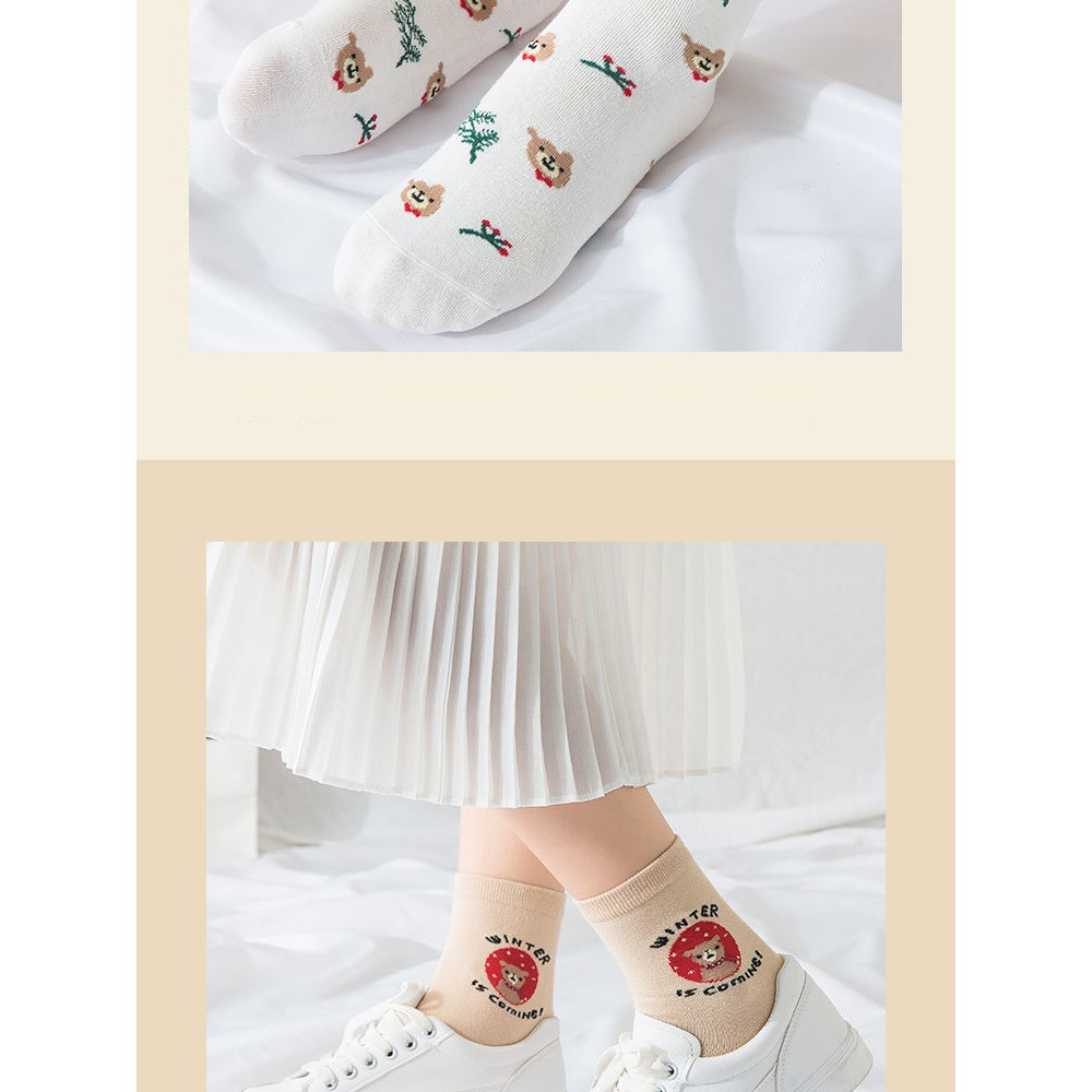 Vớ Noel cổ cao nữ Giáng sinh Tất Noel Christmas Cao cổ nữ Dễ thương Cute In hình Hoạt hình Ulzzang Hàn Quốc