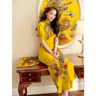 Set áo dài cách tân in phụng