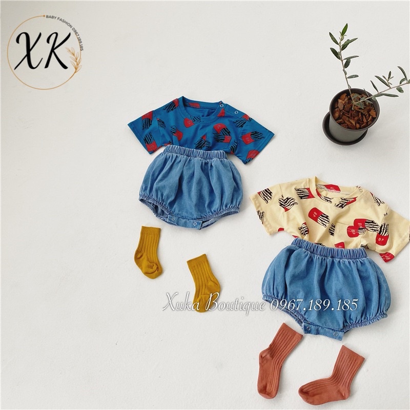 Bộ Quần Áo Cộc Tay Bé Trai Bé Gái Xuka Boutique Set Quần Áo Trẻ Em Đáng Yêu Quảng Châu Cao Cấp