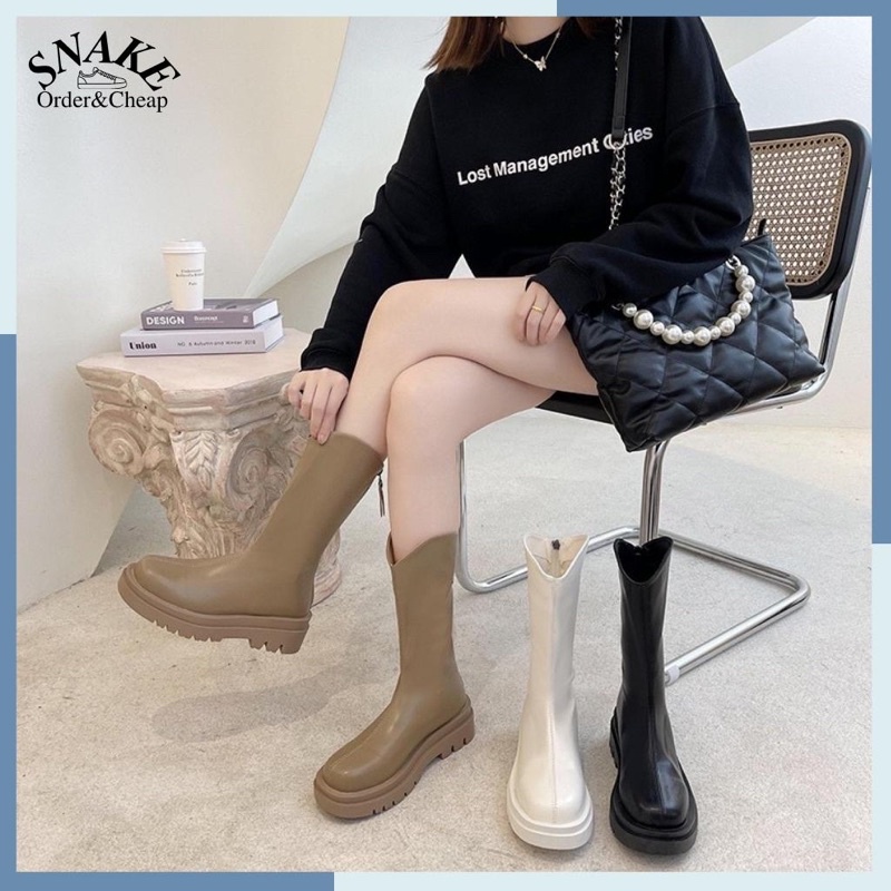 [Order] Boot nữ cao vừa da mềm đi chơi , shopping 2022