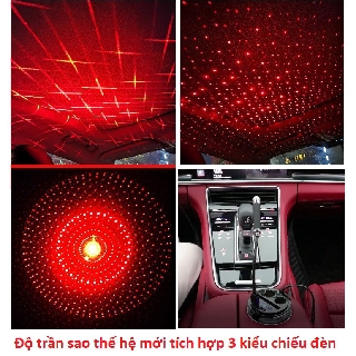 Độ trần sao xe hơi ô tô laser thế hệ mới kèm 3 đầu chiếu thông minh nguồn usb 5-12v phong cách club thời thượng