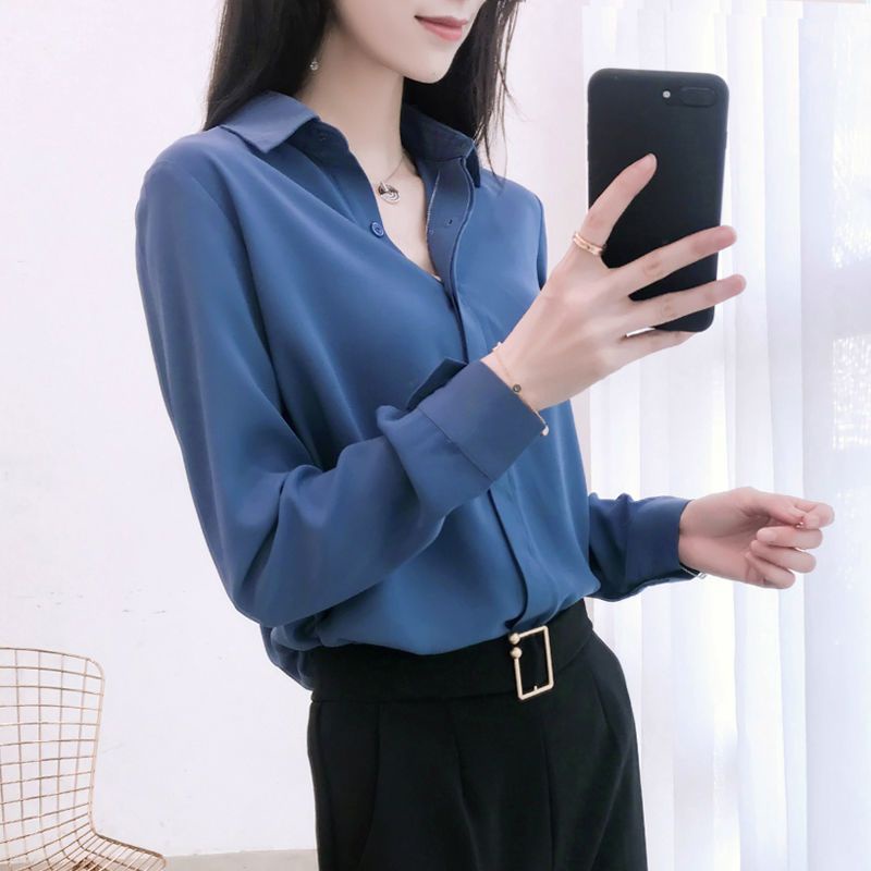 Áo Sơ Mi Nữ Vải Voan Tay Dài Dáng Rộng Phong Cách Hàn Quốc Thời Trang