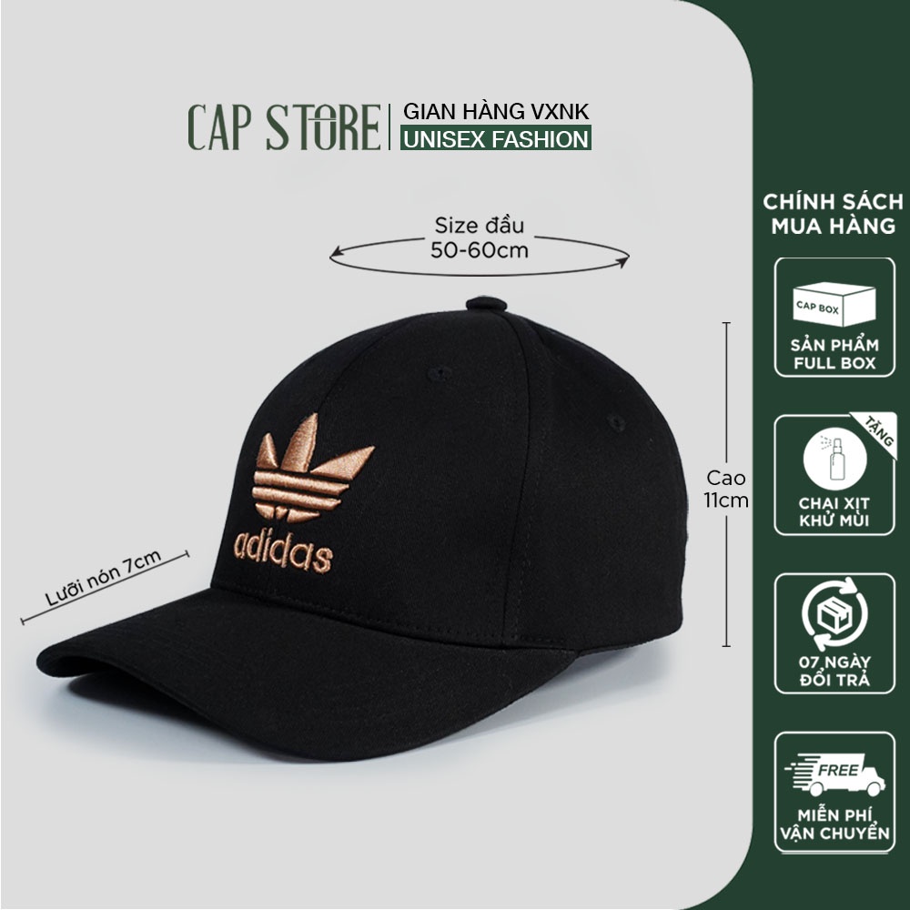 Nón lưỡi trai nam Adidas - Mũ kết nam nữ logo thêu 3D full box form thời trang unisex tặng kèm chai xịt vệ sinh mũ nón