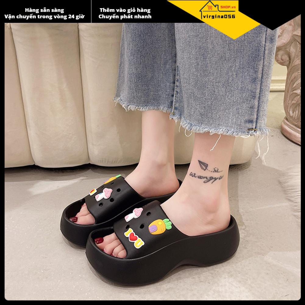 Virgina056 Dép hoạt hình dễ thương cho nữ không thấm nước EVA thông thường mềm mại trượt bữa tiệc bãi biển mua sắm