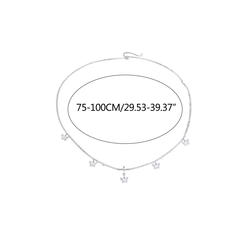 Dây Xích Đeo Hông Một Lớp Bằng Hợp Kim Lấp Lánh Kèm Bông Tai Hình Bướm Thời Trang Cho Nữ