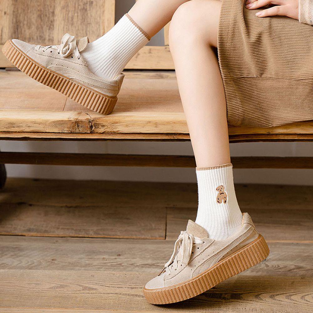 Vớ Cotton Giữ Ấm Thoáng Khí Thêu Họa Tiết Hoạt Hình Ngọt Ngào Cho Nữ