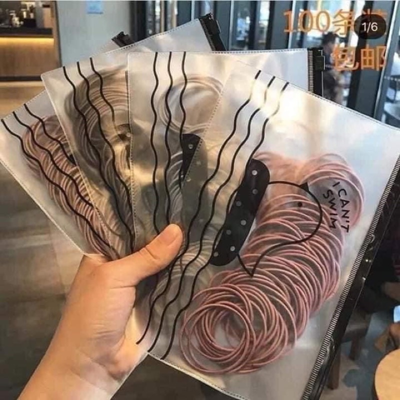 [SIÊU RẺ -SIÊU BỀN] Combo set 100 Dây chun buộc tóc - có túi zip