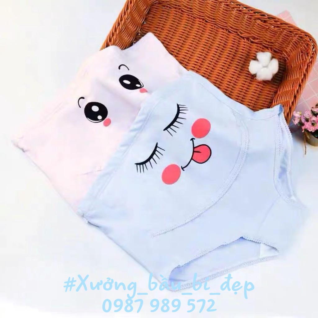 quần lót bầu hình mặt cười ngộ nghĩnh chất cotton có cúc chỉnh