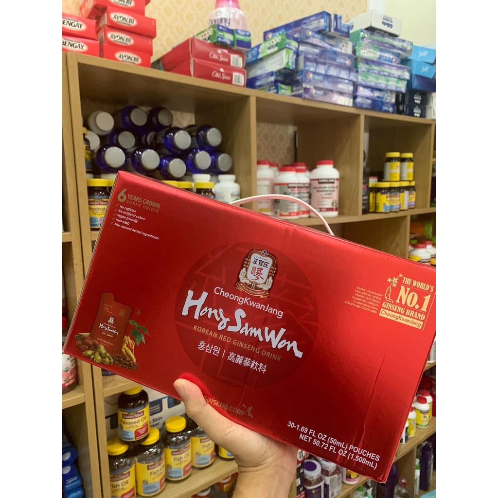 Nước Hồng Sâm Hàn Quốc - Hong Sam Won Cheong Kwan Jang 30 gói 50 ml _ Live mua hàng tại Mỹ