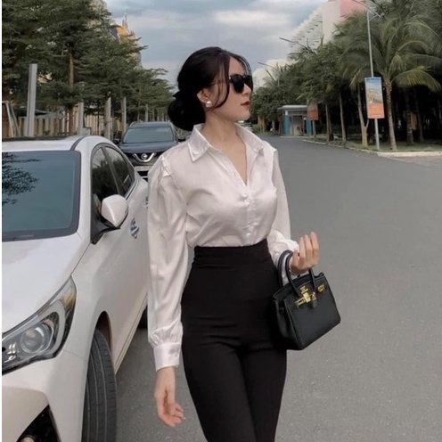 Quần ống loe nữ cạp cao siêu tôn dáng chất tuyết mưa quần legging nữ ống rộng