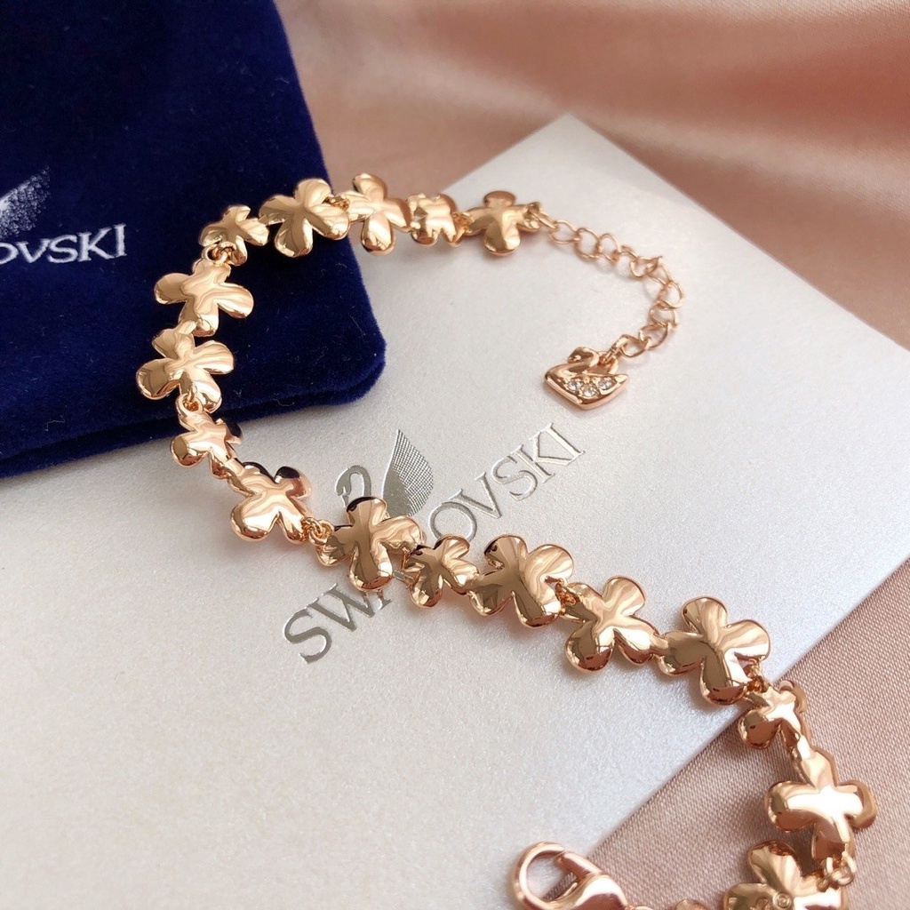 FREE SHIP VòngTay Nữ Swarovski ELDERFLOWER Plum Bracelet Rose Gold Crystal Flower Bracelet Bracelet Quà Tặng Cho Bạn Gái