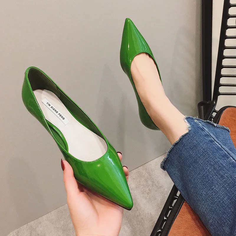 Giày bệt nữ Giày Búp Bê Da Bóng Mũi Nhọn Thiết Kế Đơn Giản Thời Trang Hàn Quốc Cho Nữ Size 35-44