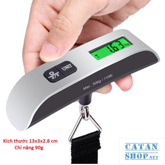 Cân Vali inox mini Cân điện tử hành lý xách tay 50kg Electronic luggage scale ( Tặng kèm Pin ) DL38-CanInox50