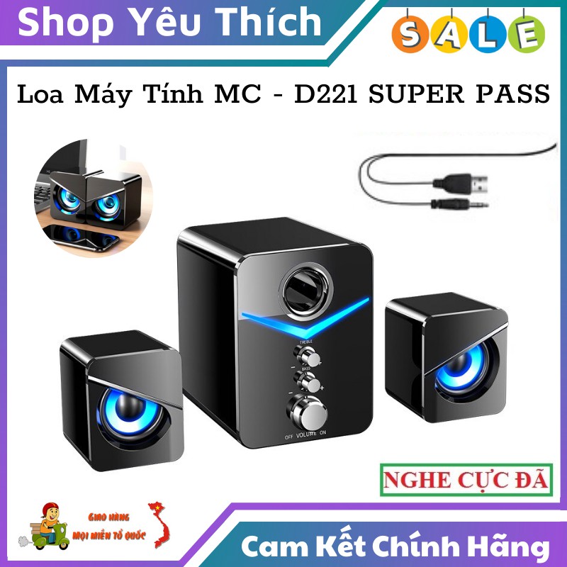 Loa Máy Tính ⭐FREE SHIP⭐ Loa Vi Tính Để Bàn MC D - 221 SUPER BASS Cực Đã  Có LED Thiết Kế Nhỏ Gọn Âm Thanh Đỉnh Cao