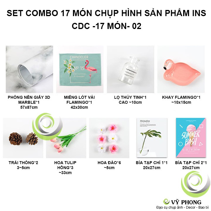 SET COMBO 17 ĐẠO CỤ CHỤP ẢNH MÓN PHỤ KIỆN MỸ PHẨM SẢN PHẨM INS CDC-17 MÓN-02