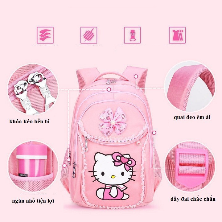 BaLo Đi Học Hình Hellokitty Vô Cùng Dễ Thương, Cặp sách cho bé học tiểu học- HLHong