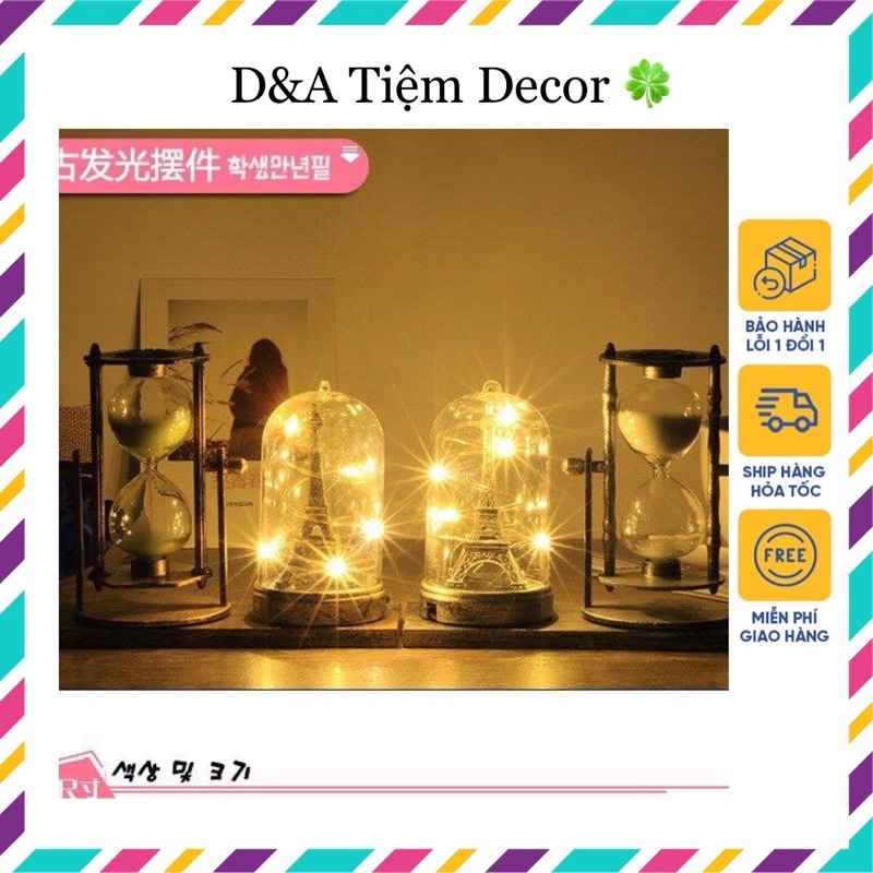 COMBO 2 mô hình ĐỒNG HỒ CÁT tháp Eiffel, đồ trang trí đồng hồ cát để bàn