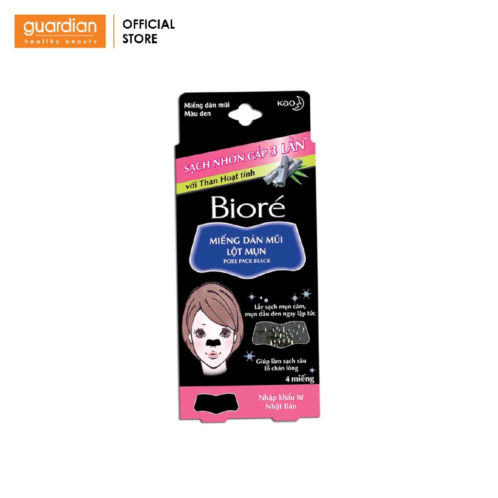 Miếng dán mũi lột mụn than hoạt tính Biore hộp 4 miếng | BigBuy360 - bigbuy360.vn