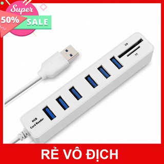 Hub chia 6 cổng usb 2.0 kiêm đầu đọc thẻ nhớ sd tf