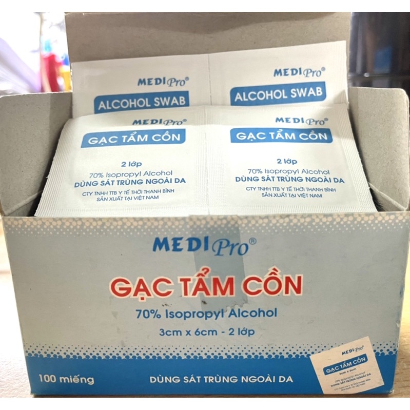 [BÔNG TẨM CỒN, CỒN KHÔ] SÁT KHUẨN HỘP 100 MIẾNG 70%
