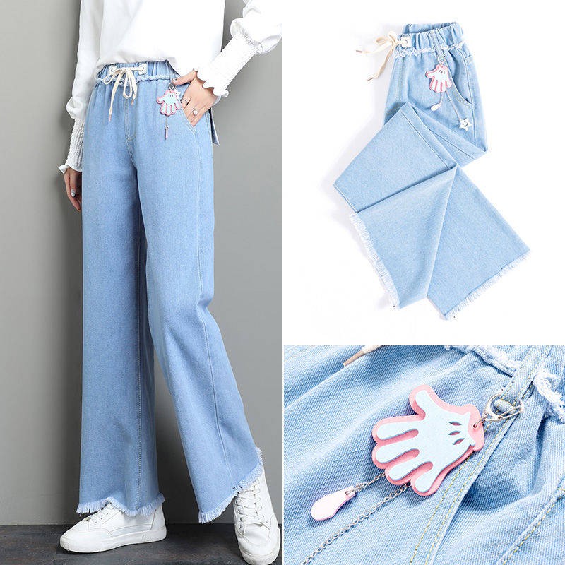 Quần Jeans Ống Rộng Thời Trang Cho Bé Gái Từ 12-13 - 14 Tuổi