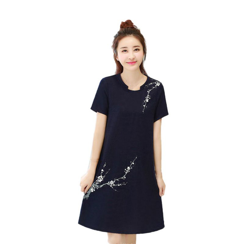 Đầm nữ suông tay ngắn họa tiết hoa đáng yêu dành cho nữ | BigBuy360 - bigbuy360.vn