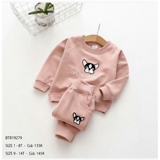 (Combo) Bộ nỉ dài tay bé gái