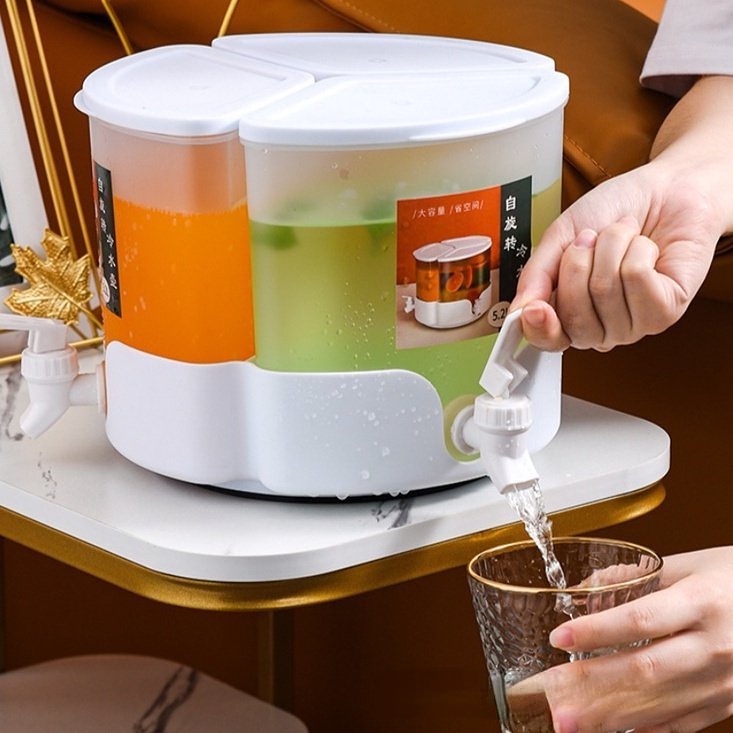 【Hàng Có Sẵn】Khay Đựng Nước Nóng/Lạnh Tủ Lạnh Ba Ngăn Sức Chứa Lớn Có Thể Xoay 5.2L Cho Tủ Lạnh