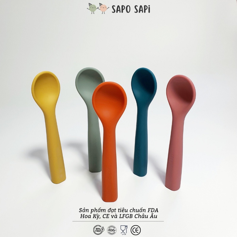 Thìa ăn dặm Premium Silicon mềm cho bé từ 6 tháng SAPO SAPi