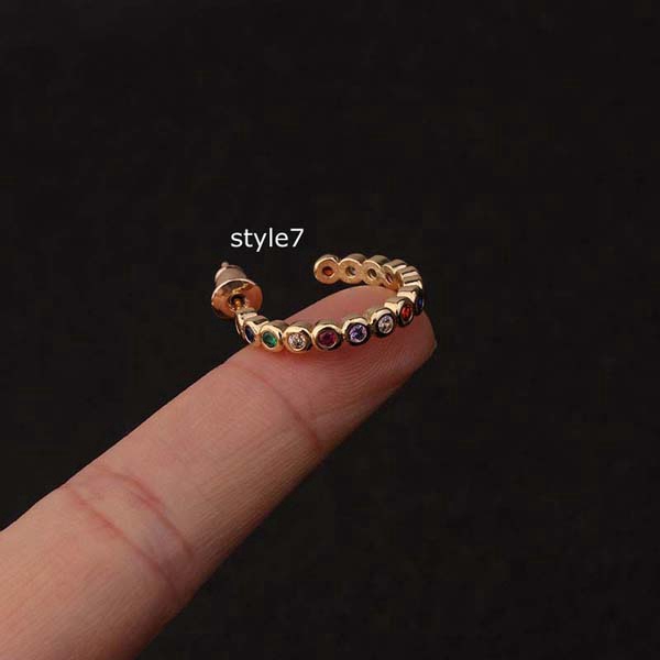 Khuyên Tai Đính Đá Zircon Nhiều Màu Sắc Cá Tính