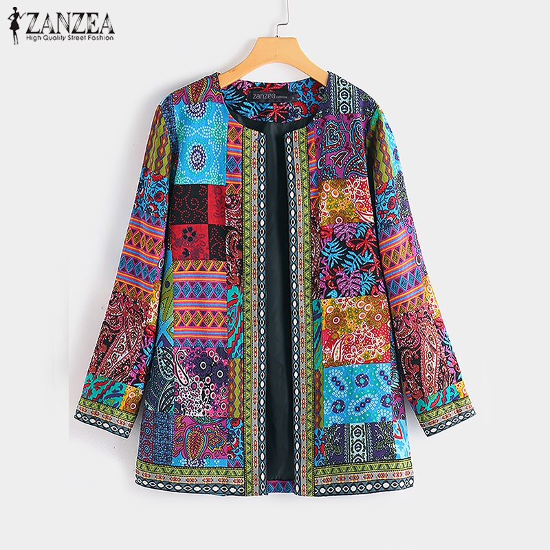 Áo khoác ZANZEA tay dài in họa tiết độc đáo thời trang mùa thu cho nữ