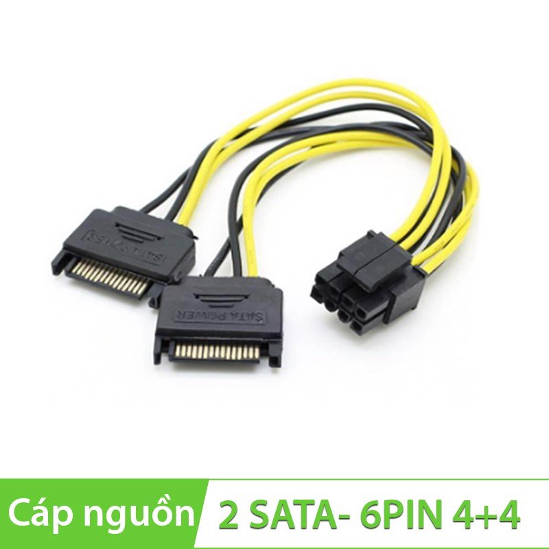 Cáp chuyển và chia nguồn 2 đầu SATA sang 8 PIN