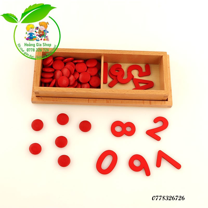 Hộp số cắt rời và hạt đếm Montessori (Cut-out Numerals and counters)