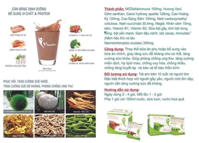 VHEATH-bữa ăn lành mạnh( hương socola và matcha)