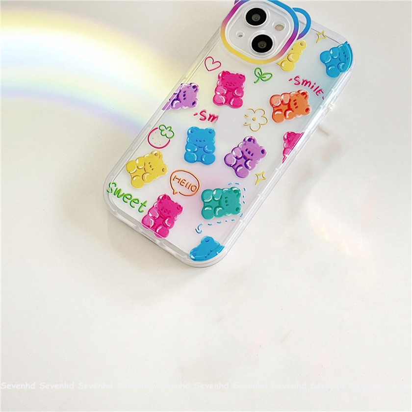 Ốp Điện Thoại Dẻo Họa Tiết Hoạt Hình Chú Gấu Nhiều Màu Dễ Thương Cho iPhone 14 13 12 11 Pro Max Xs Max Xr X 6 6s Plus