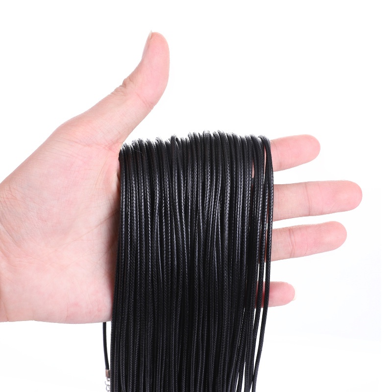 Set 20 Dây Sáp Tròn Màu Đen 1.5/2.0MM Làm Đồ Trang Sức Thủ Công 45Cm