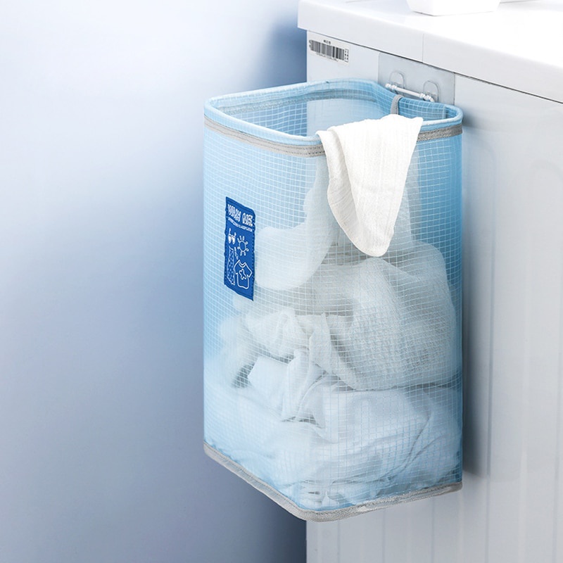 Giỏ đựng quần áo bẩn treo tường dáng vuông thoáng khí gấp gọn lại được tiện lợi