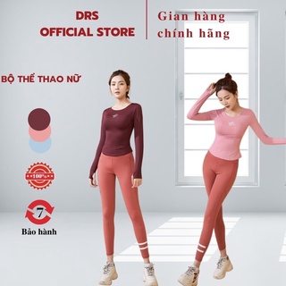 Bộ thể thao nữ DRS, bộ tập gym, yoga nữ DRNCB89 thun lạnh co giãn 4 chiều quần legging và áo body xỏ ngón
