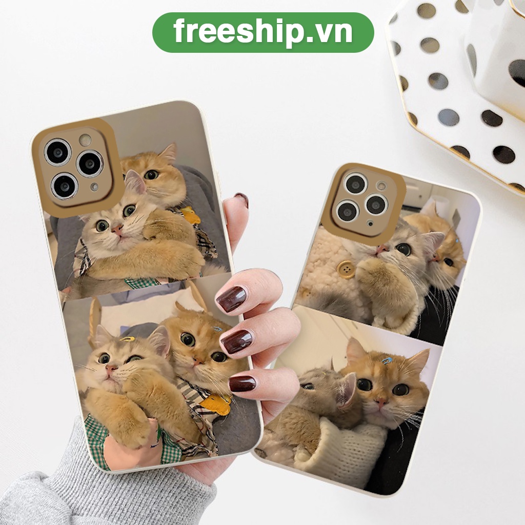 Ốp điện thoại iphone hình mèo kute viền vuông chống bẩn ngộ nghĩnh hài hước hình bựa hoạt hình iphone x//7p/12/13/11/pro