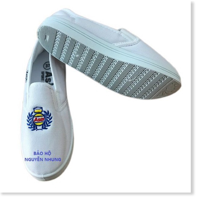 Giày bata asia trắng nam nữ xỏ lười bông lúa đi lễ đi học | BigBuy360 - bigbuy360.vn