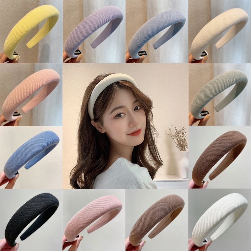 Băng đô cài tóc dày dặn màu sắc dễ thương phong cách Hàn quốc chất lượng cao