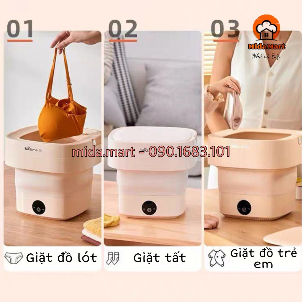 🔥 MÁY GIẶT MINI 4,5L MÀU HỒNG CÓ THỂ GẬP TIỆN LỢI BEAR CHÍNH HÃNG XYJ-A05V1🔥